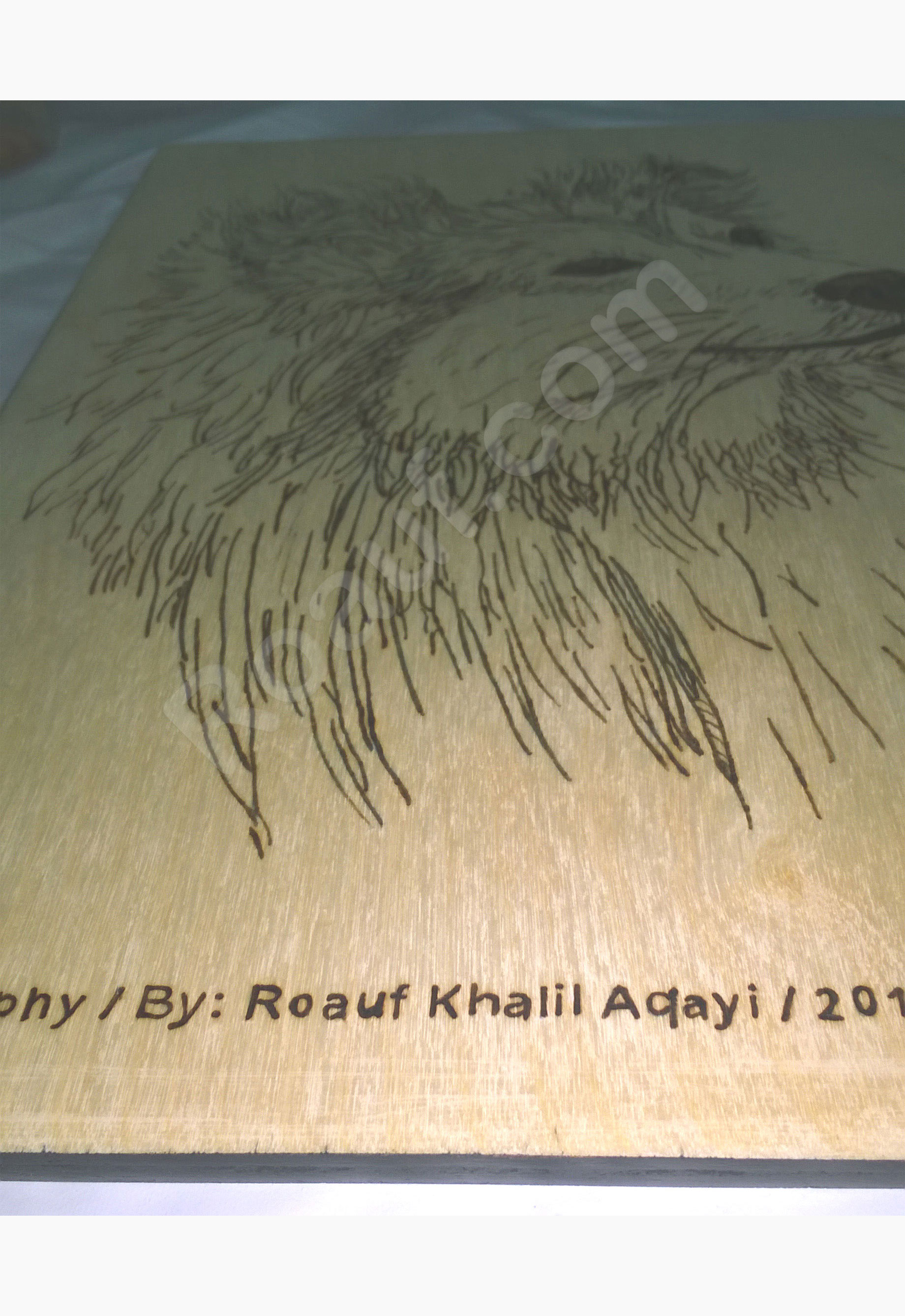 Pyrography Panel of a Dog