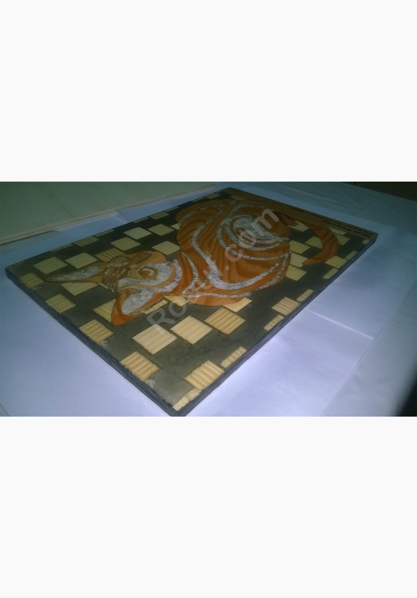 Wood Inlay / Wood Marquetry Panel of a Cat