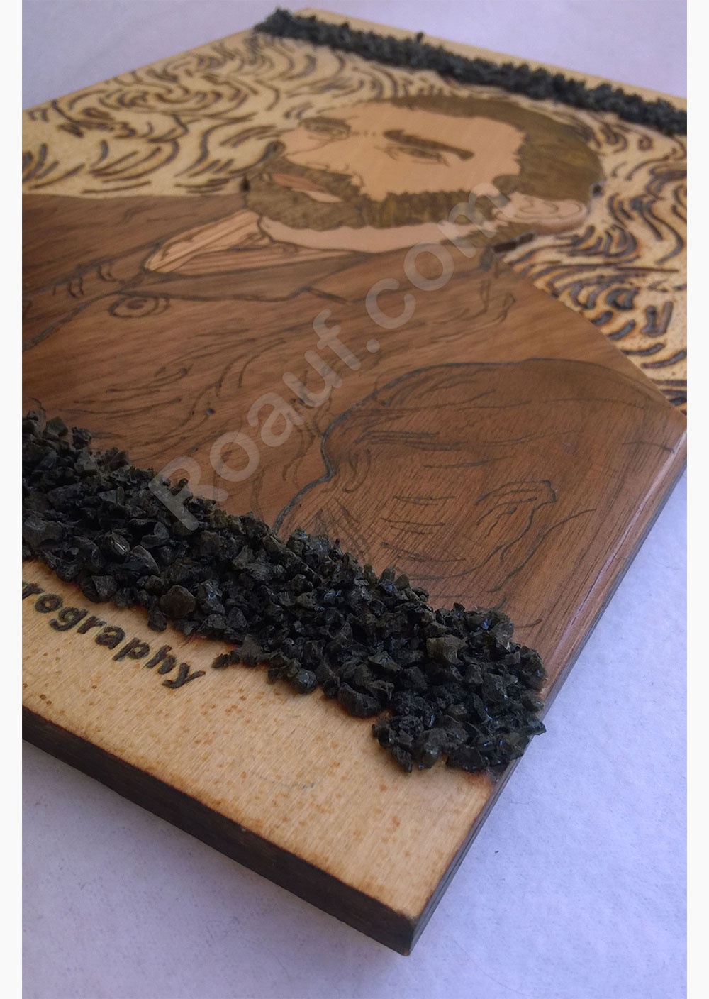 Wood Inlay / Wood Marquetry and Pyrography Panel of Van Gogh