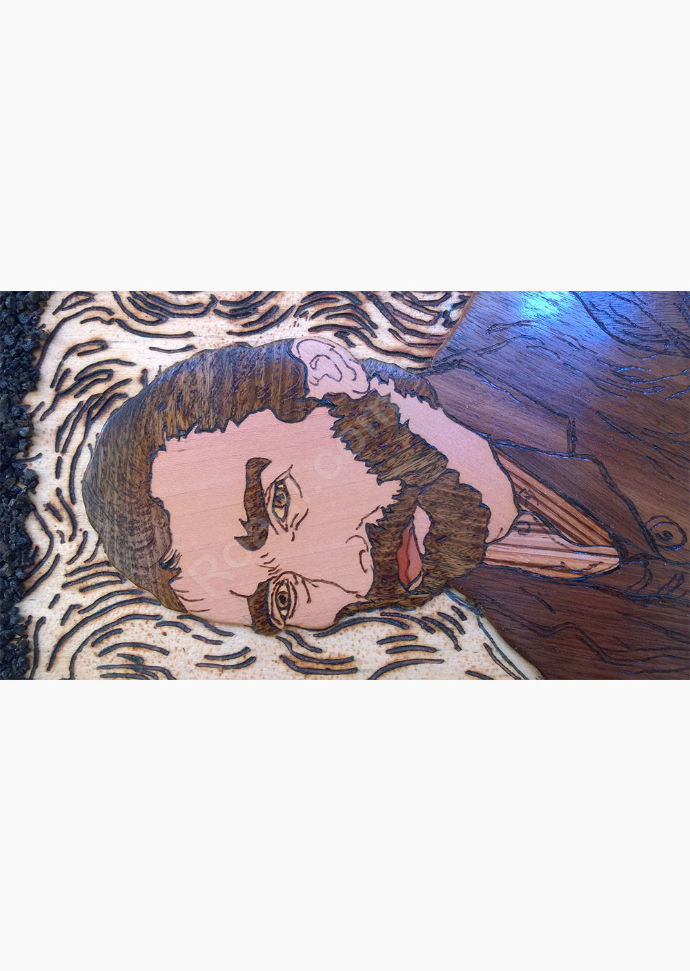 Wood Inlay / Wood Marquetry and Pyrography Panel of Van Gogh