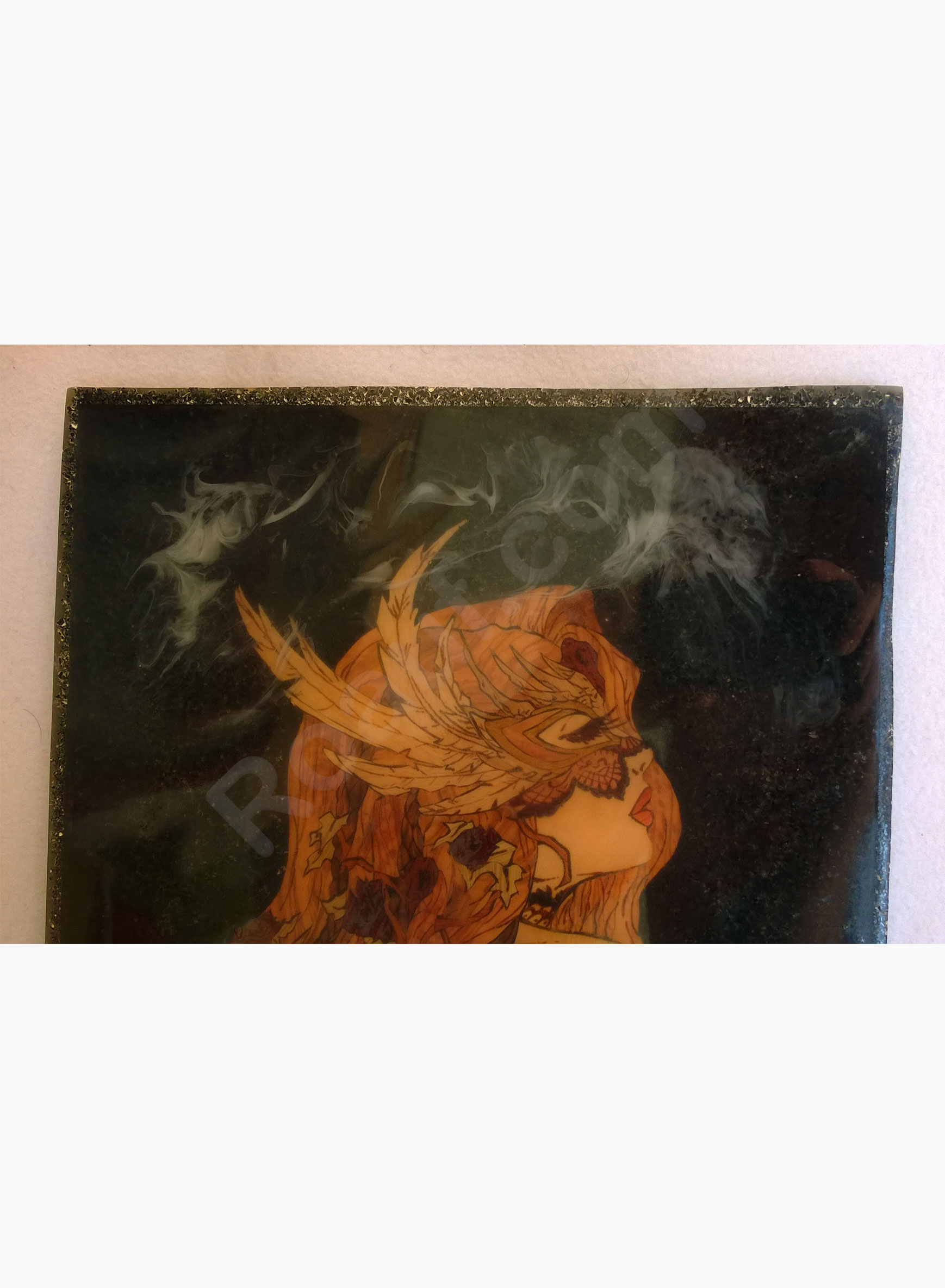 Wood Inlay / Wood Marquetry Panel of a Naked Woman