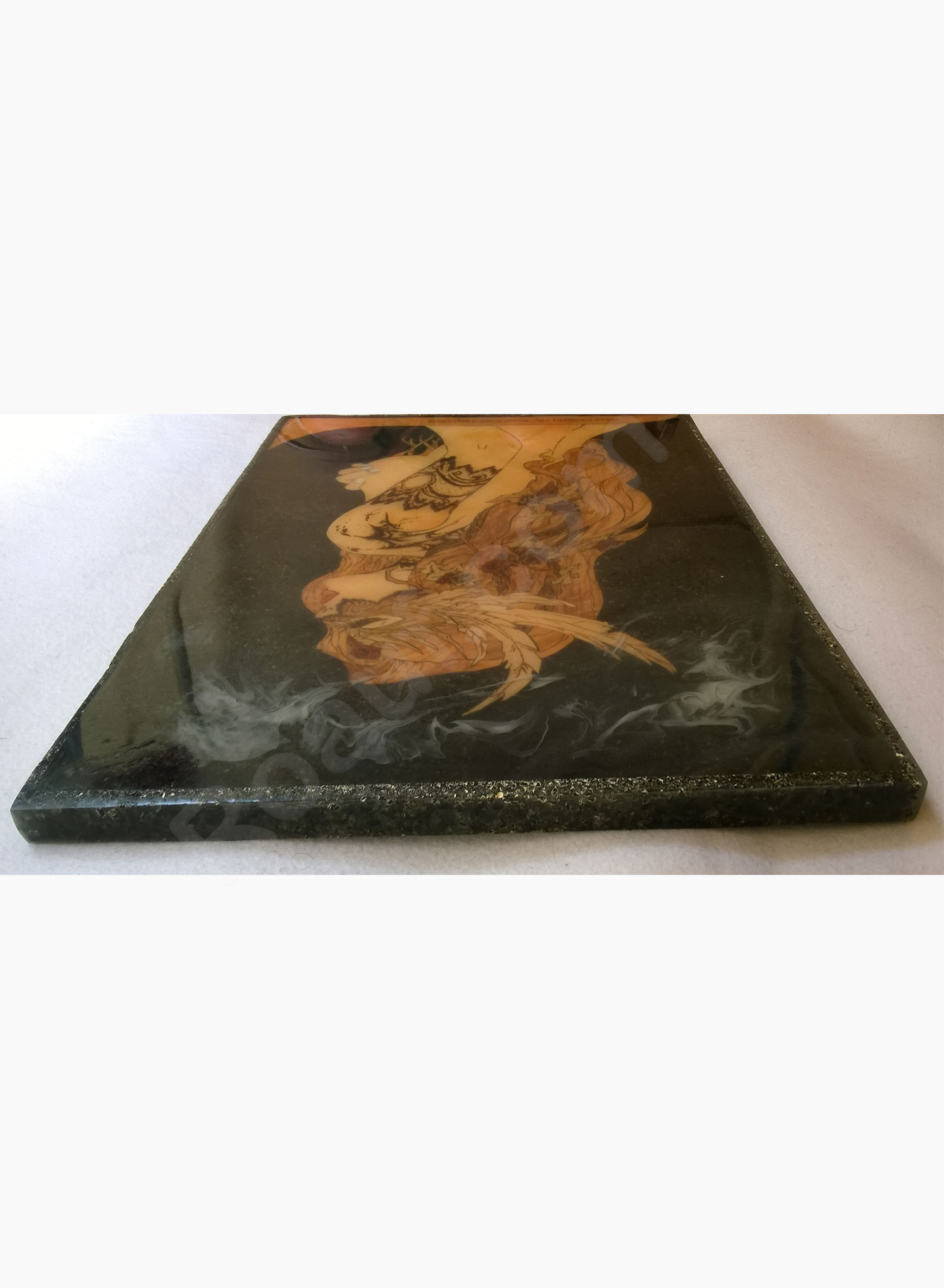 Wood Inlay / Wood Marquetry Panel of a Naked Woman