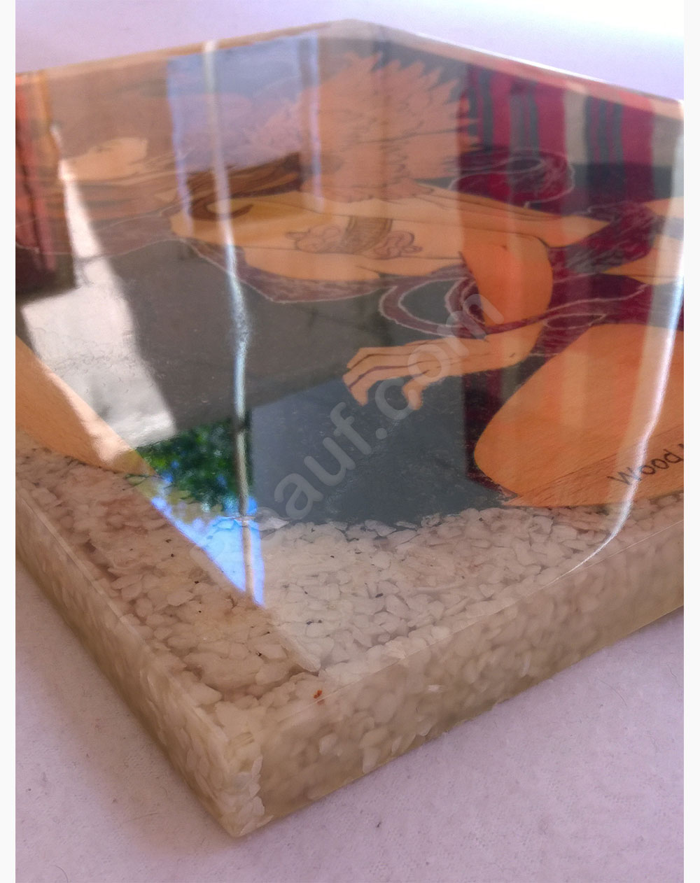 Wood Inlay / Wood Marquetry Panel of a Naked Angel